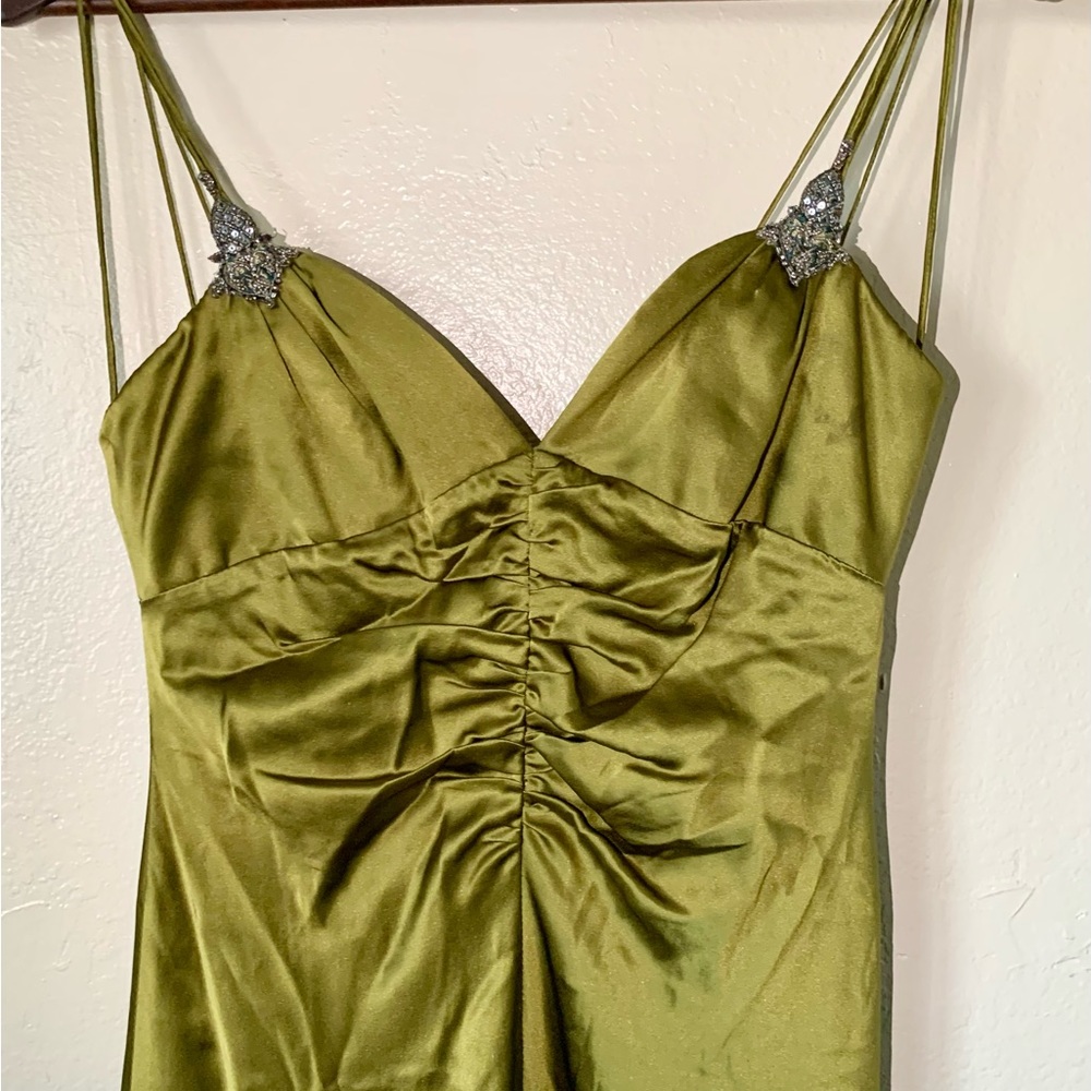 Badgley Mischka Green Rhinestone Cocktail Dress Size 6 - Picture 10 of 15